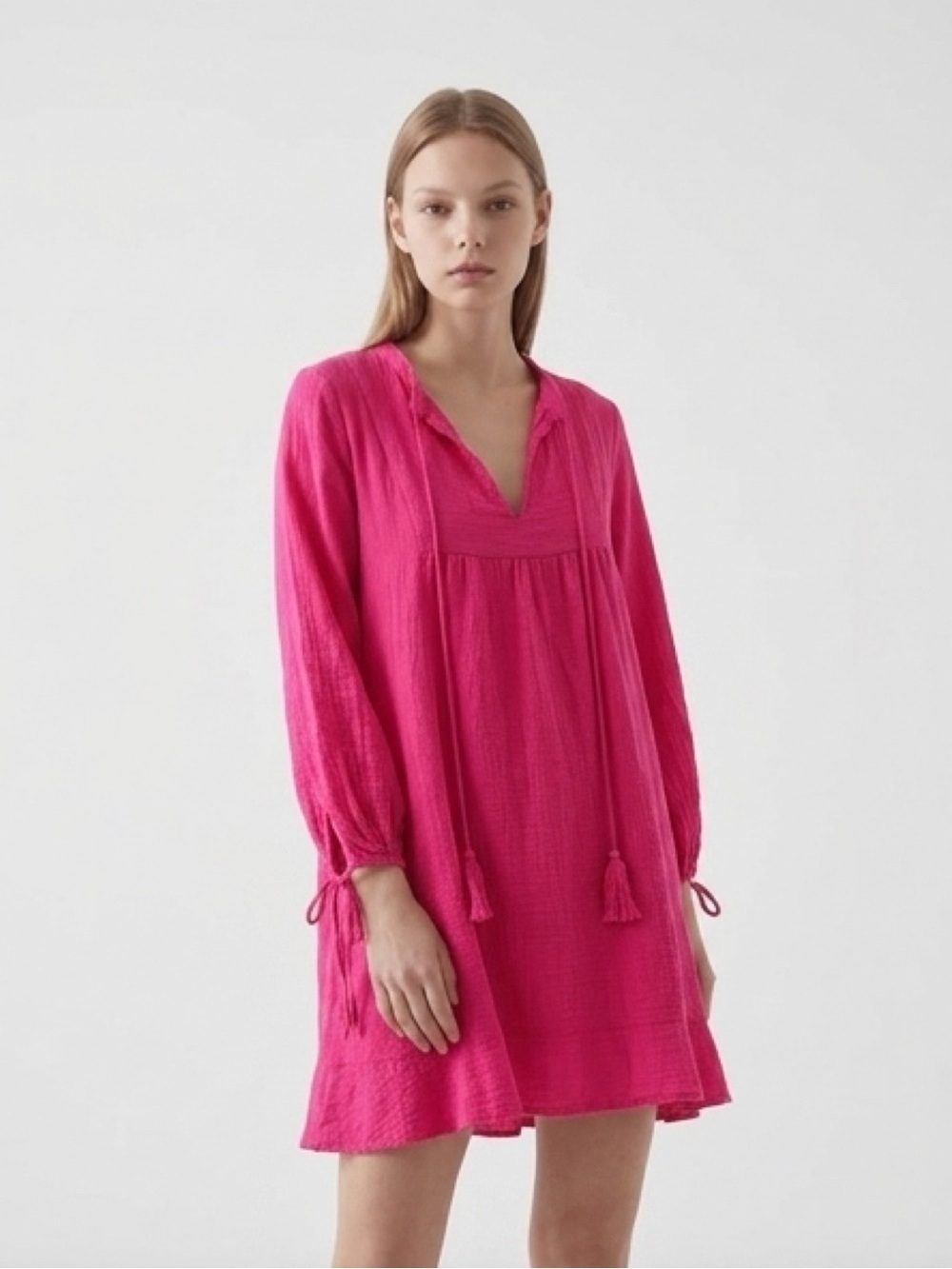 Natalie Martin Hot Pink Gauze 100% Cotton dress size Large